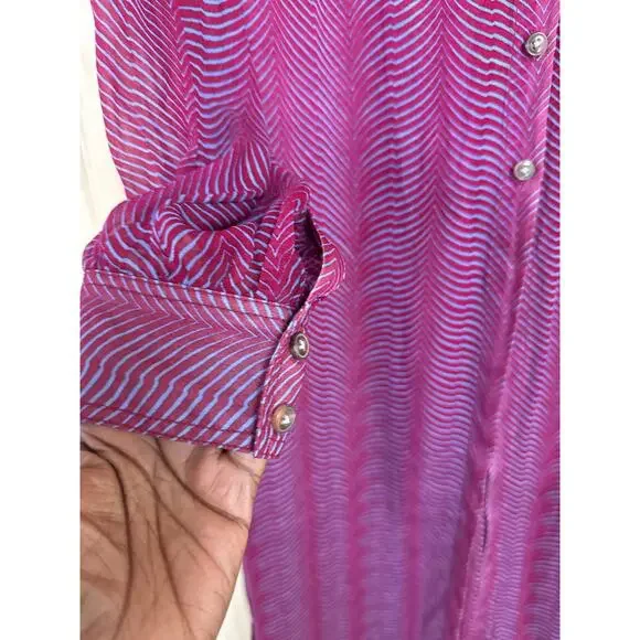 Maeve by Anthropologie Sheer Zebra Imogen Slit Maxi Dress Burgundy Gray SZ 4 - Picture 3 of 6